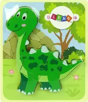 Lean Toys Medinė dėlionė dinozauras žalias