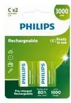 Philips HR14 C įkraunamos 3000 mAh baterijos, 2 vnt.