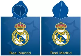 MCU Poncho vaikams 55x110 Real Madrid 4145 Herbas žvaigždė mėlyna rankšluostis su gobtuvu