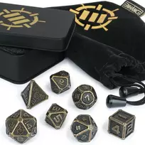 Enhance Tabletop RPGs 7pc Metal Dice Set with Case and Dice Bag