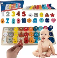 Malplay Lavinamoji Montessori medinė dėlionė, mokanti skaičiuoti 4in1