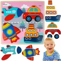 Malplay Medinė dėlionė Transporto priemonės 30 × 30 cm