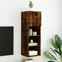 TV staliukas TV spintelė su LED lemputėmis, dūminio ąžuolo, 30,5x30x90cm