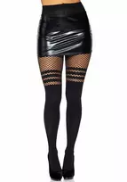 Leg Avenue Europe Leg Avenue Pantyhose Model 7157 Baltas with Striped Fishnet Accent One Size
