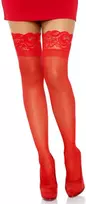 Leg Avenue Europe Leg Avenue Raudona Adjustable Lace Stockings One Size Polyamide-Spandex