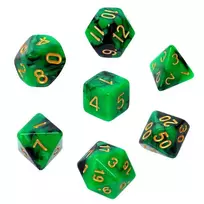 REBEL RPG Dice Set - Two Color - Žalias and Juodas