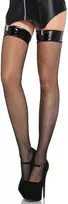 Leg Avenue Net Thigh-Highs with Vinyl Top Juodas One Size