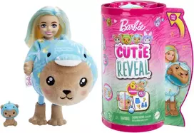 Mattel Čelsės „Cutie Reveal“ rinkinys, minkštutėlių kostiumų serija - meškutis + delfinas