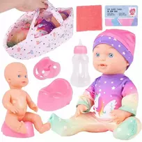 Malplay Lėlė kūdikis su priedais ir nešykle, 30 cm