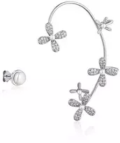 Jwl Luxury Pearls Asimetriški auskarai su perlais ir cirkoniais - kairė ausis JL0778