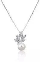 Jwl Luxury Pearls Gražus sidabrinis karoliai su tikru perlu ir cirkoniais JL0785 (grandinė, pakabukas)