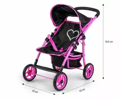 Milly Mally Natalie Prestige juodas sportinis vežimėlis lėlėms