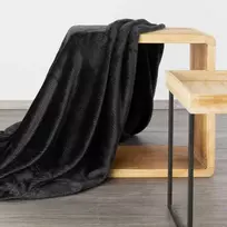 Eurofirany DESIGN 91 CINDY5 Minkštas ir švelnus pledas su įspaustu eglutės raštu, 170X210 cm, spalva: juoda