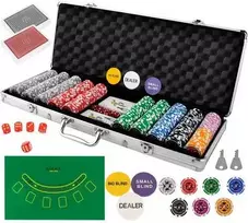 Pokerio žetonų rinkinys lagaminėlyje, 500 žetonų. PREMIUM