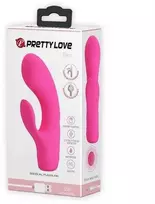 Vibratorius Pretty Love su klitorio masažuokliu ir 15 cm išsikišimais