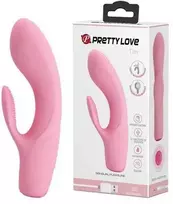 Vibratorius Pretty Love su klitorio masažuokliu ir 15 cm išsikišimais