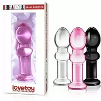 Lovetoy Juodas stiklinis analinis kištukas su aptakia galvute 11,5 cm
