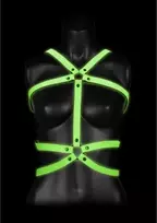 Ouch By Shots Ach! Kūno diržai - Glow in the Dark - Neoninis Žalias/Juodas - S/M