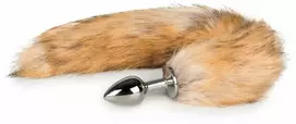 Easytoys Rimba Aliuminio Plug with Faux Fox Tail - Sidabrinis & Pilkas, Medium