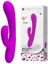 „Pretty Love“ vibratorius su klitorio masažuokliu ir iškilimais, 19 cm
