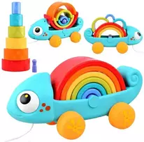 Dėlionė Hola Vaivorykštės chameleono galvosūkis Montessori piramidas ZA4532