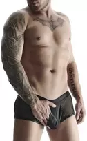 Regnes Fetish Planet Vyriški šortai su wetlook ir elastiniu tinkleliu, atvira nugara