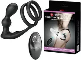 Pretty Love Male „PRETTY LOVE“ – „Marshall“ penio žiedas su vibruojančiu analiniu kamščiu ir nuotolinio valdymo pultu