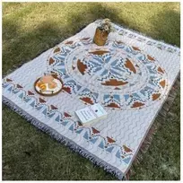 Eu Sandelis BOHO antklodė, pinta dvipusė lovatiesė su kutais 130x180cm KOC15WZ3