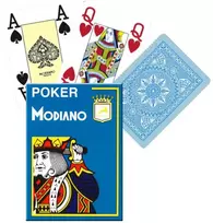 Poker 4 Jumbo Index Modiano Žaidimų Kortos (Šviesiai Mėlynos)