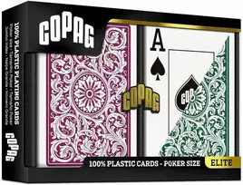 Copag 1546 Elite Poker Size Jumbo Index Žaidimo Kortos Dviguba Kaladė (Burgundiška ir Žalia)