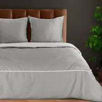 Eurofirany Medvilninio satino patalynės komplektas 160x200 cm, su aksominės juostelės akcentu, antklodės ir pagalvių užvalkalai, lengvai prižiūrimas audinys, miegamojo tekstilė Patalynė