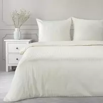 Eurofirany Satininės patalynės komplektas 140x200 cm, kreminės damasko juostelės, minkšta medvilninė patalynė, patogus patalynės komplektas, prabangus patalynės komplektas, medvilninis satinas Patalynė