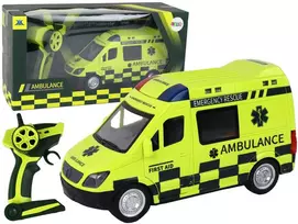 Lean Toys Nuotoliniu būdu valdoma geltona greitosios pagalbos mašina su šviesomis