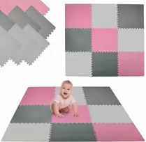 Dėlionė Humbi Foam Mat Foam Puzzle 9 vnt. rožinis grafito pilkas 180 x 180 x 1 cm