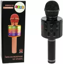 Belaidis karaoke mikrofonas su garsiakalbiais ir įrašymo funkcija WS-858, juodas