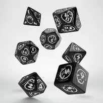 Q Workshop Dragons RPG Kauliukų Rinkinys Juodos Ir Baltos Spalvos