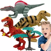 Norimpex Dinozaury Figurki Rinkinys Ruchome Dźwięk Światło Ryczą 22 Cm Spinosaurus Tyranozaur Velociraptor 3 vnt.