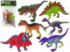 Figurki Žaislų rinkinys Dinozaurai Lean Toys, 6 vnt., su medžiu ir kiaušiniu