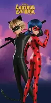 Rankšluostis MCU Ręcznik plażowy 70x140 Miraculous Biedronka i Juodas Kot Halantex