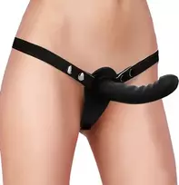Ouch By Shots Ouch! - Silicone Ribbed Strap-On - Adjustable - Juodas