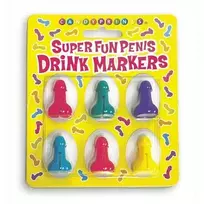 Little Genie Productions Labai smagus penis – kokteilių žymekliai – 6 vienetų rinkinys