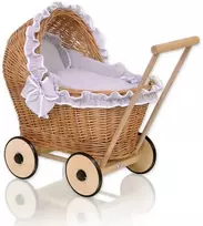 My Sweet Baby Lėlių vežimėlis su pilka patalyne ir paminkštinimu – natūralus
