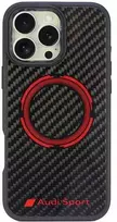 Apple iPhone 16 Pro Max Audi Carbon Fiber Sport Raudona Circle MagSafe (AUS-TPUPCMIP16PM-RSQ/D5-BK) dėklas telefonui juodos spalvos