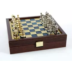 Šachmatų Rinkinys - Manopoulos Bizantijos Imperijos Metalinis su 20cm Lenta