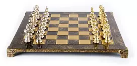 Manopoulos Klasikinis Metalinių Staunton Šachmatų Rinkinys Su 44cm Šachmatų Lenta
