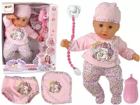 Lean Toys lėlė-kūdikis su čiulptuku ir rusvais drabužiais