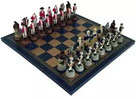 Italfama AMERIKOS NEPRIKLAUSOMYBĖS KARAS: meniški šachmatai su dirbtinės odos žaidimo lenta
