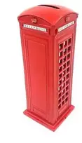 Deco Gifts Raudona Londono telefono būdelė – metalinė figūrėlė ir taupyklė, 18 cm