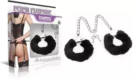 Lovetoy Fluffy juoda BDSM rankų ir kojų antrankiai