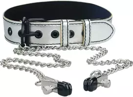 Lovetoy Harness apykaklė su speneliais ant grandinėlių bdsm